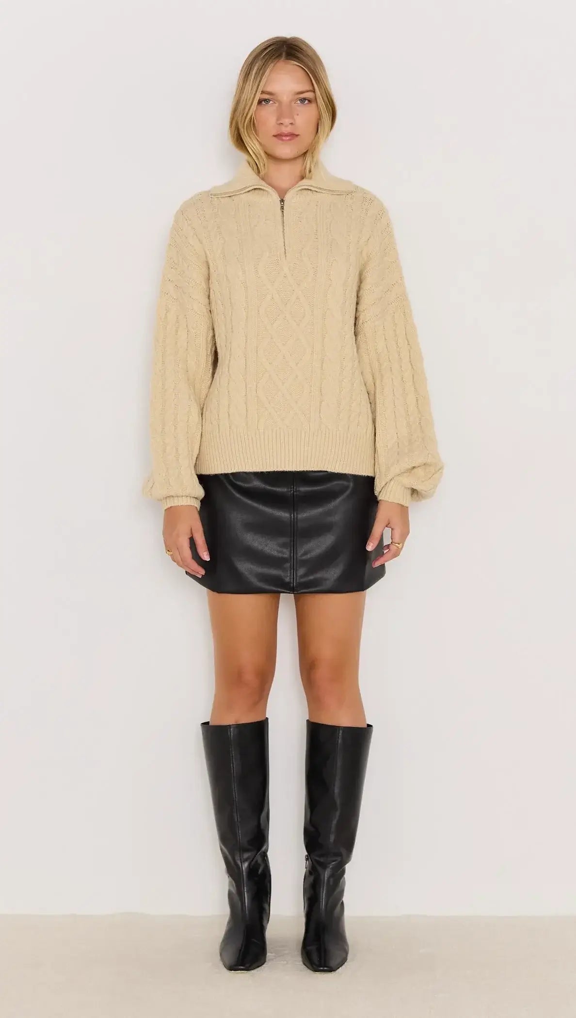 Varsity Cable Knit Sweater-KNITWEAR - JUMPERS-MINKPINK