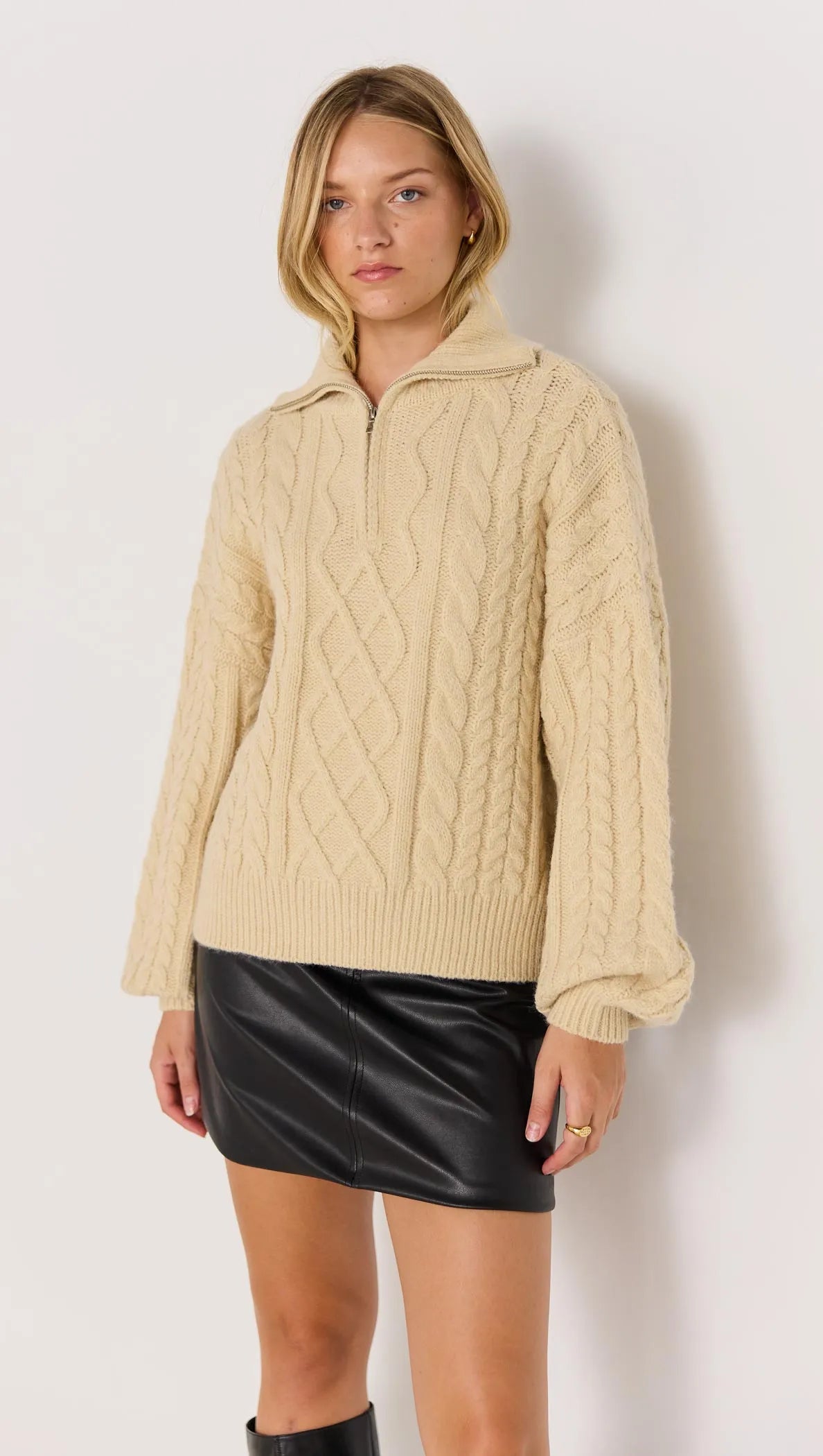 Varsity Cable Knit Sweater-KNITWEAR - JUMPERS-MINKPINK