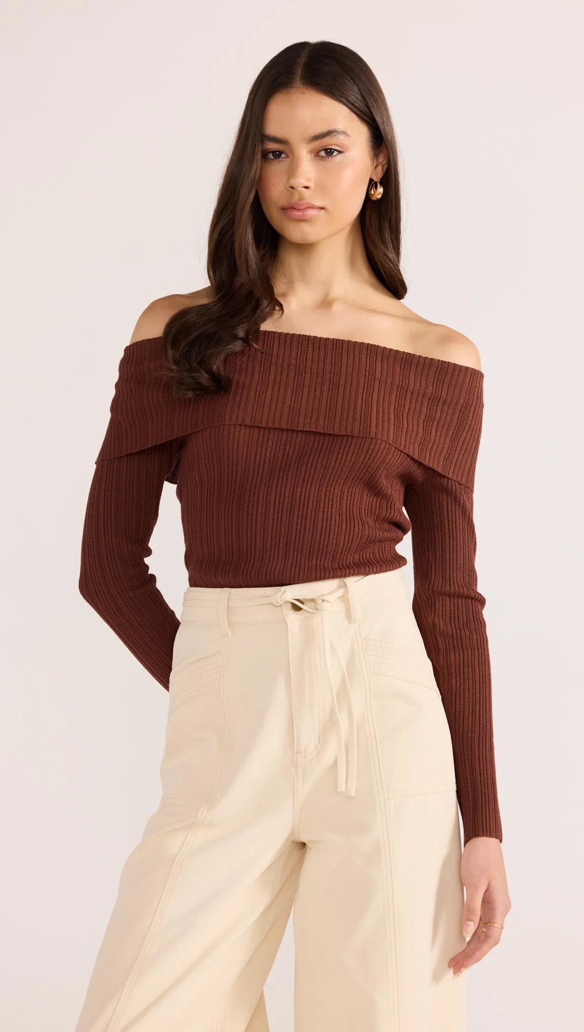 Zoe Off Shoulder Knit Top-TOPS - LONG SLEEVE-MINKPINK