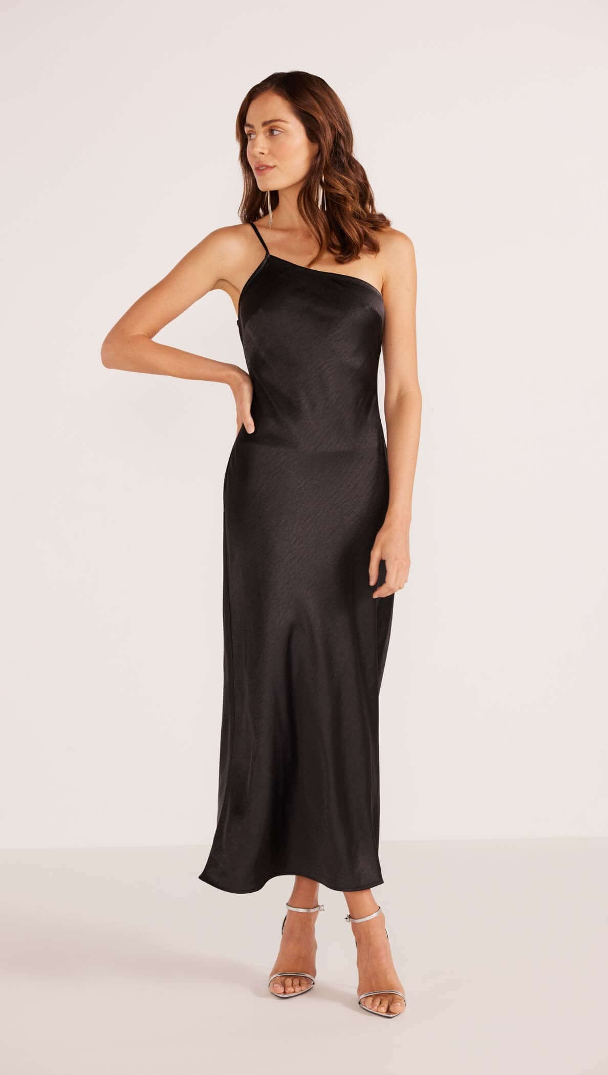 open lace back dress Ashley Lauren 11290 On Sale Size 14 Orchid One Shoulder Scuba Gown 14 / Black main image 1