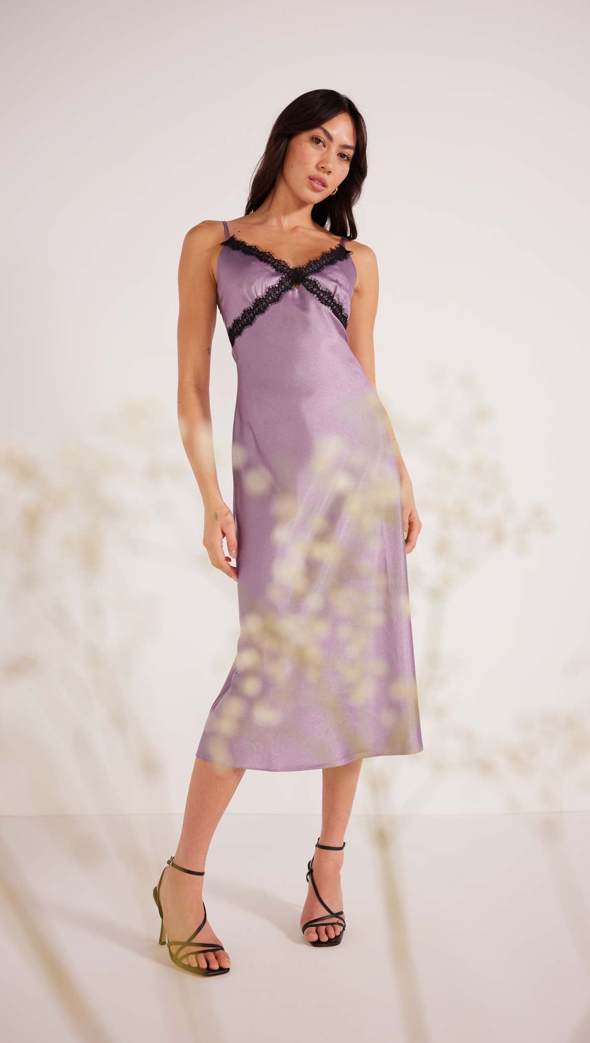 Lillian Lace Trim Midi Dress-MINKPINK