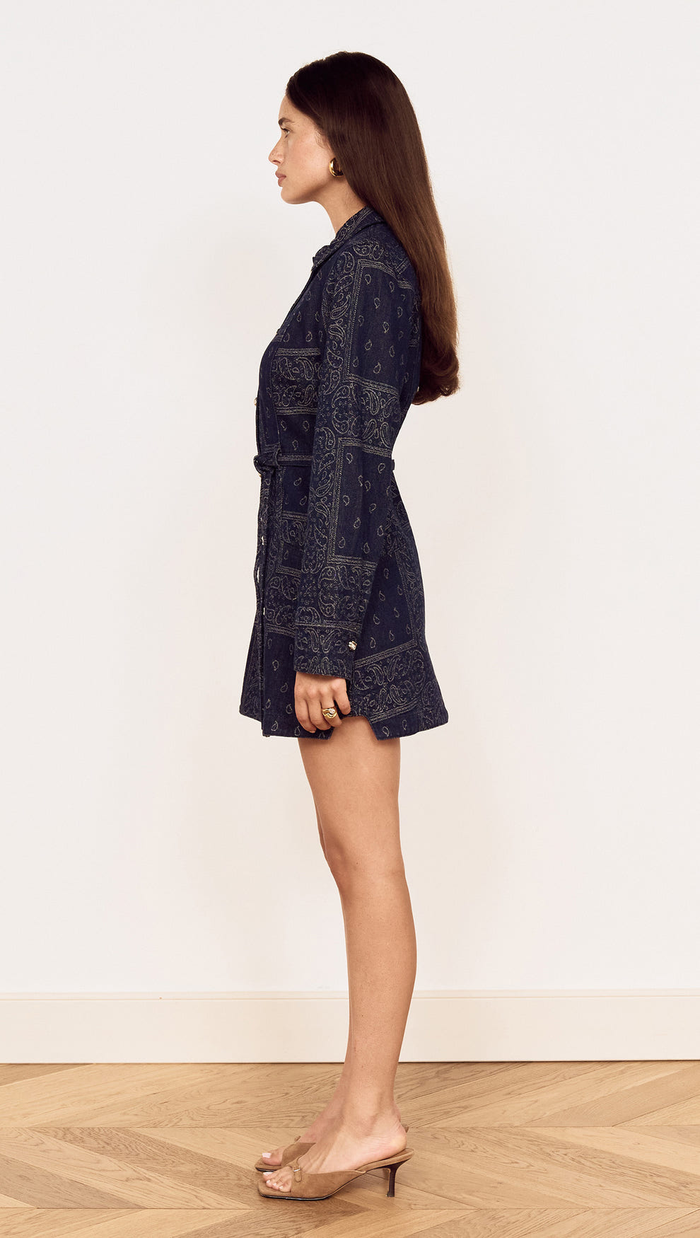 Paisley Jacquard Denim Shirt Dress
