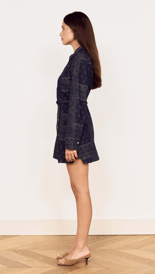 Paisley Jacquard Denim Shirt Dress