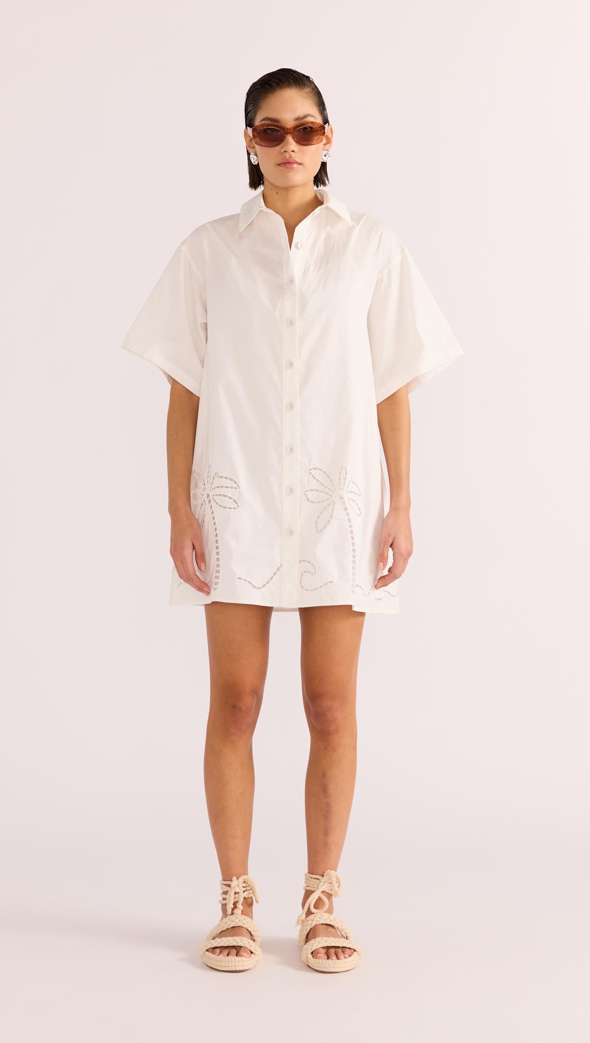 ROMINA BRODERIE SHIRT DRESS-MINKPINK