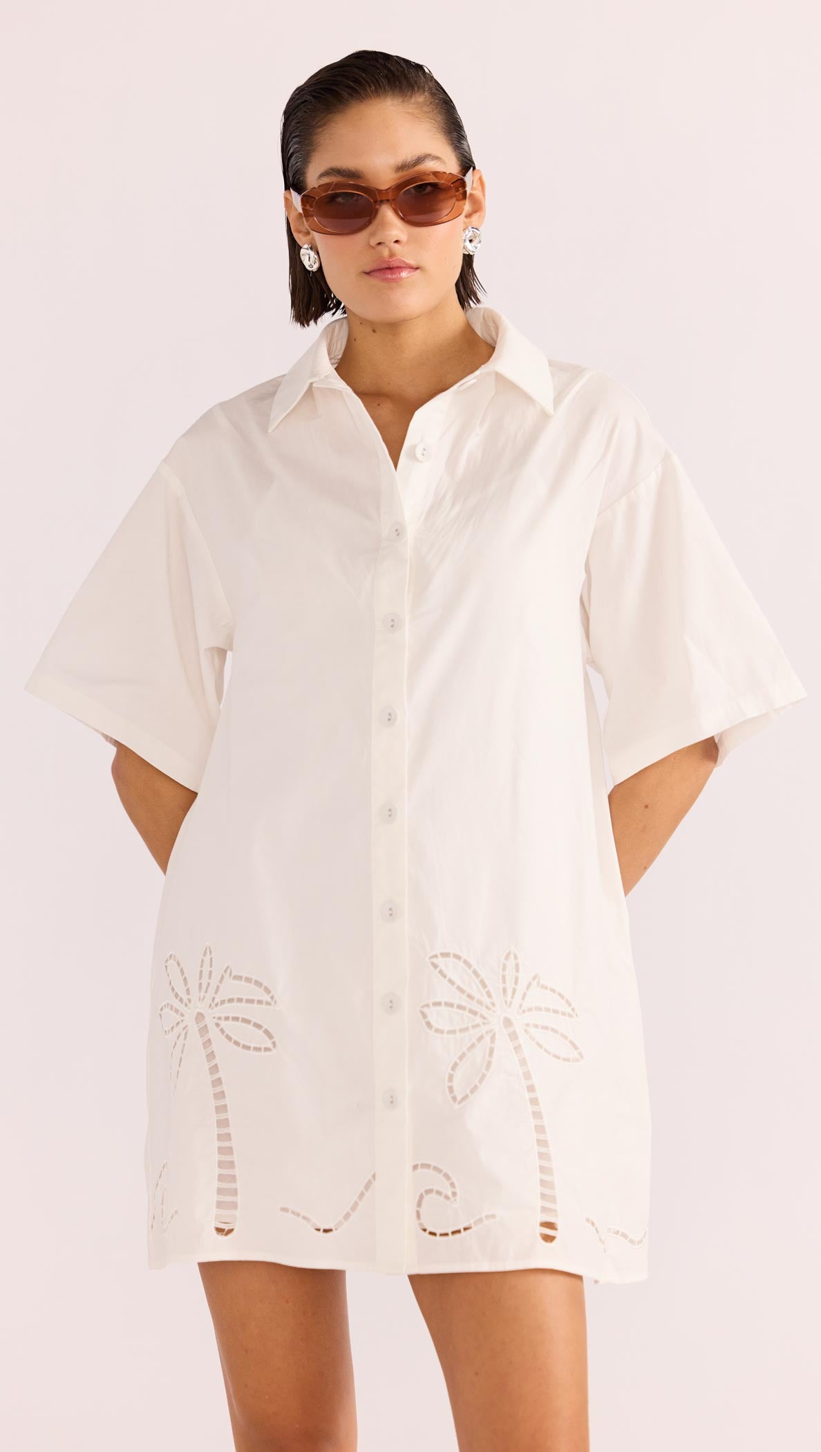ROMINA BRODERIE SHIRT DRESS-MINKPINK