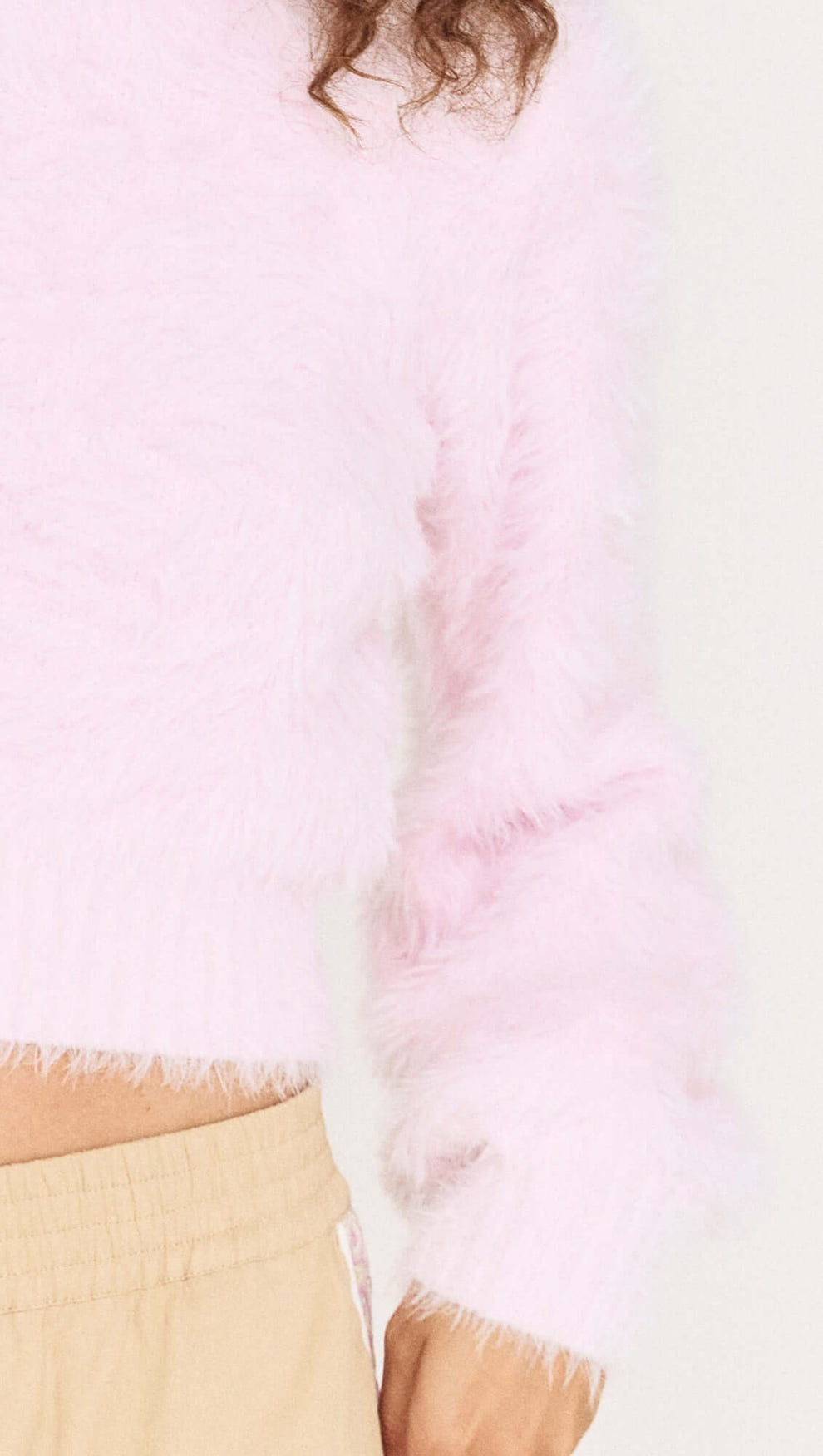 Cropped Baby Pink Fluffy Jumper