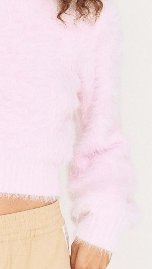 Cropped Baby Pink Fluffy Jumper