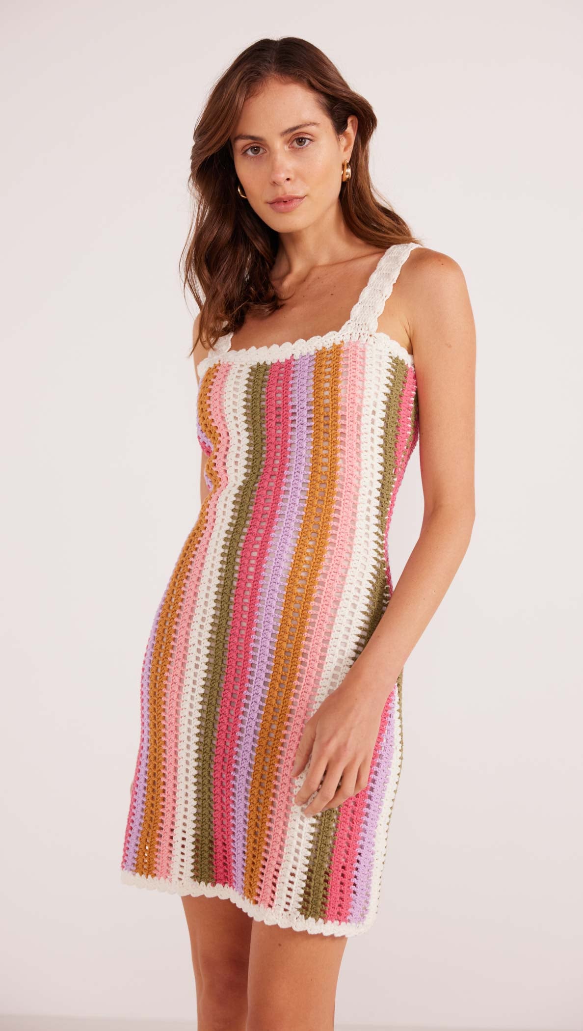 Lito Stripe Crochet Mini Dress-MINKPINK