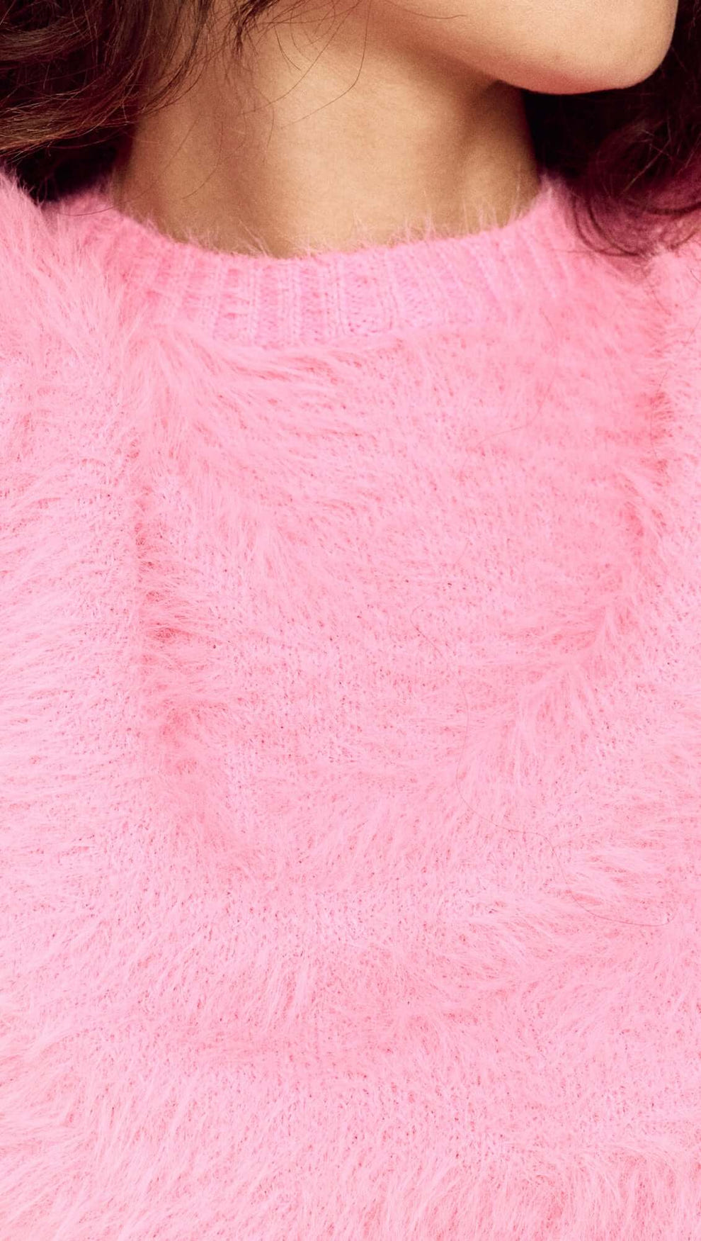 Clio Cropped Fuchsia Pink Fluffy Jumper
