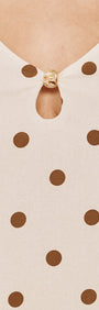 Gold Detail Keyhole Mini Dress in Chocolate Spot featuring a deep V-neckline and keyhole opening with bead detail.