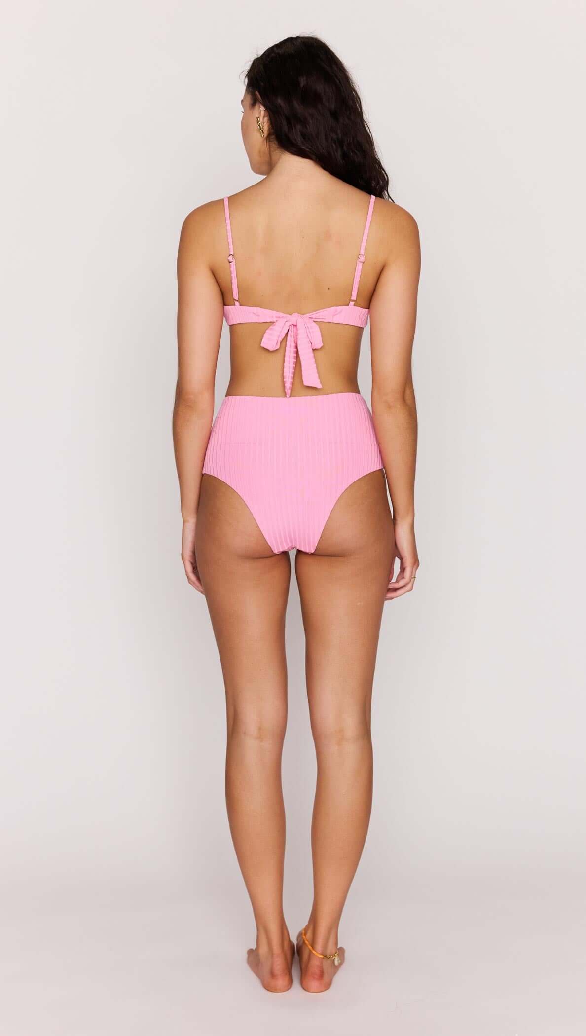 Pink High-Waist Bikini Bottoms