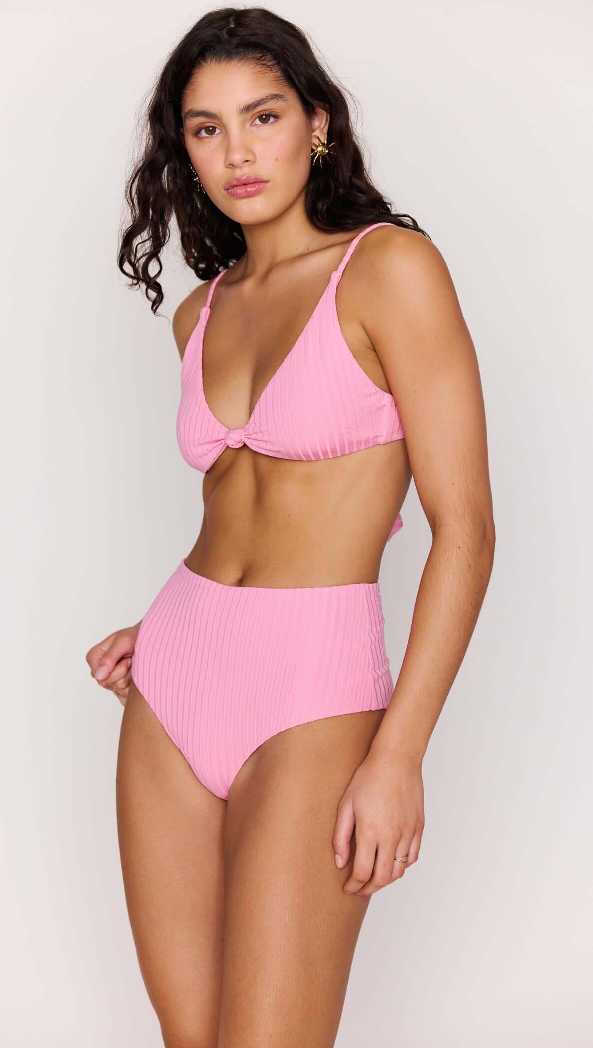 Pink High-Waist Bikini Bottoms