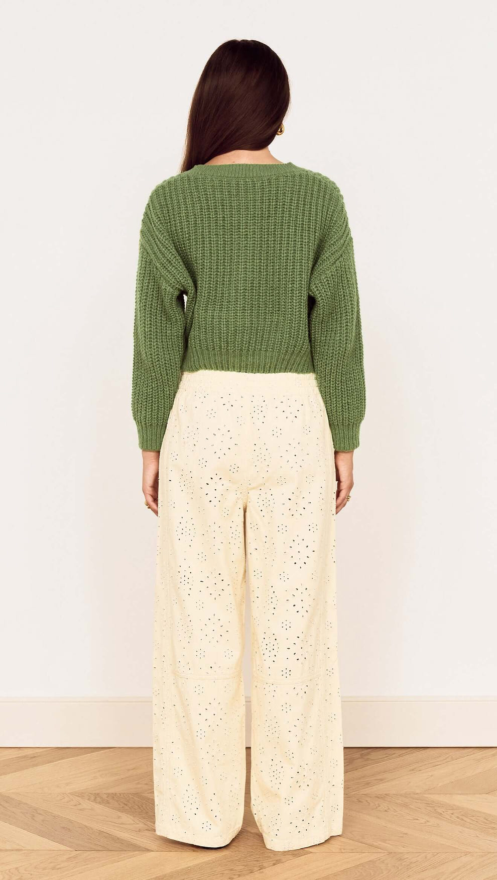 Green Cable Knit Cropped Cardigan