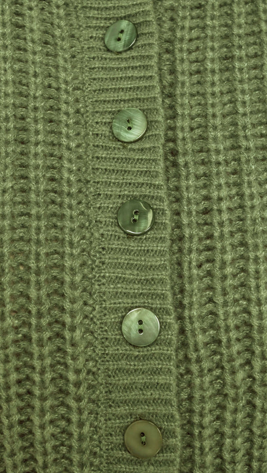 Green Cable Knit Cropped Cardigan