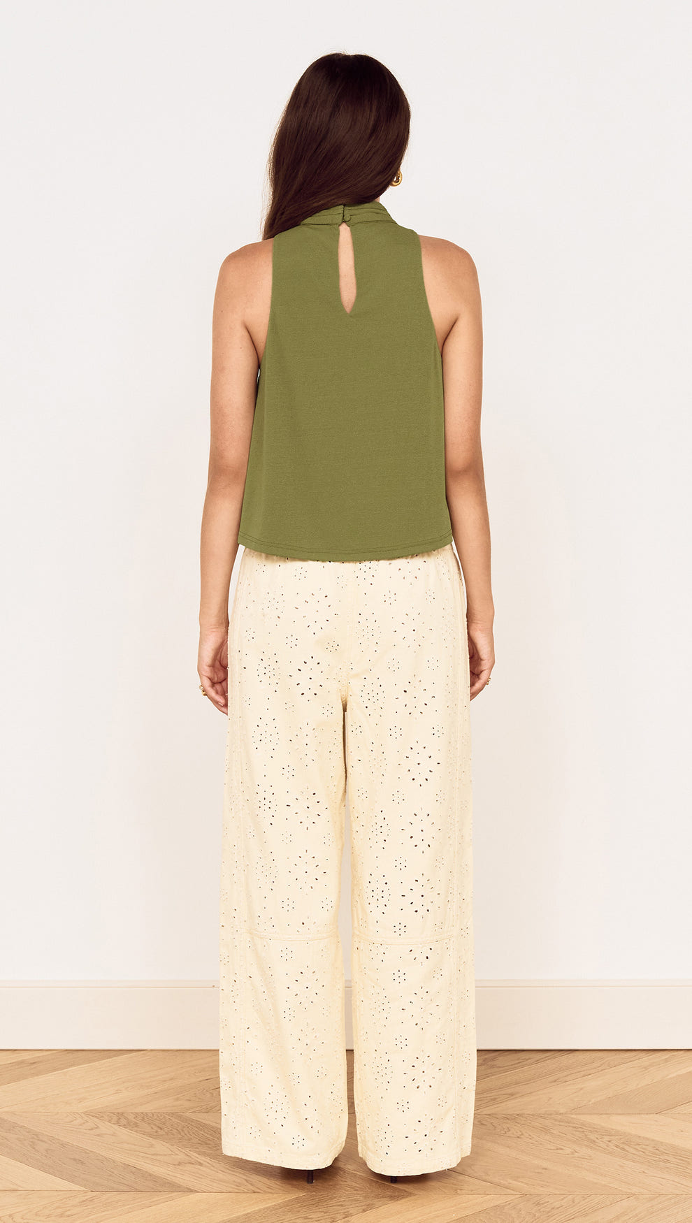 Green High Neck Jersey Top