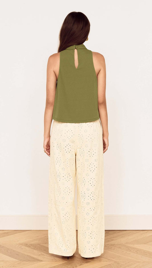 Green High Neck Jersey Top