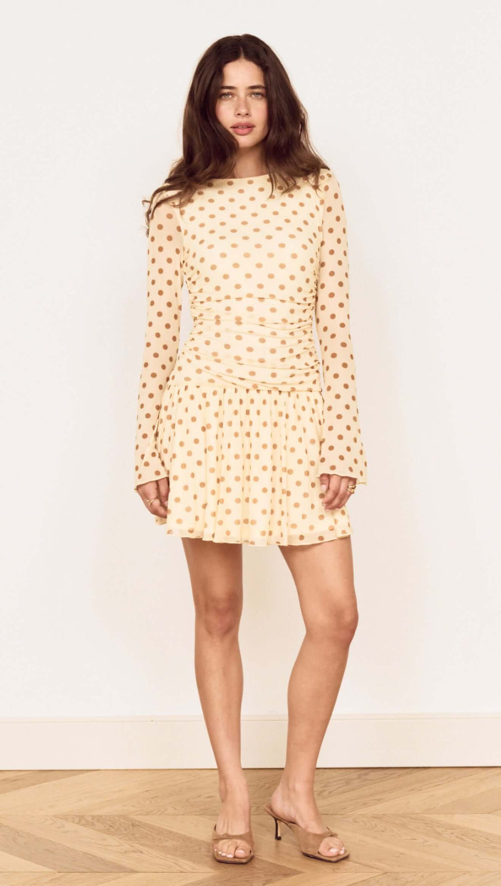 Butter Yellow Polka Dot Mini Dress with Drop Waist – MINKPINK