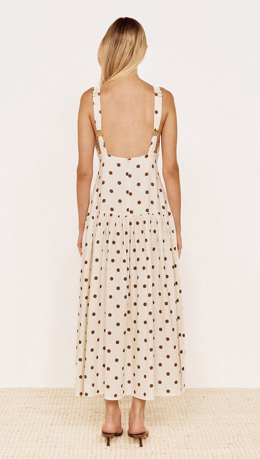 Drop Waist Midi Dress in Chocolate Spot