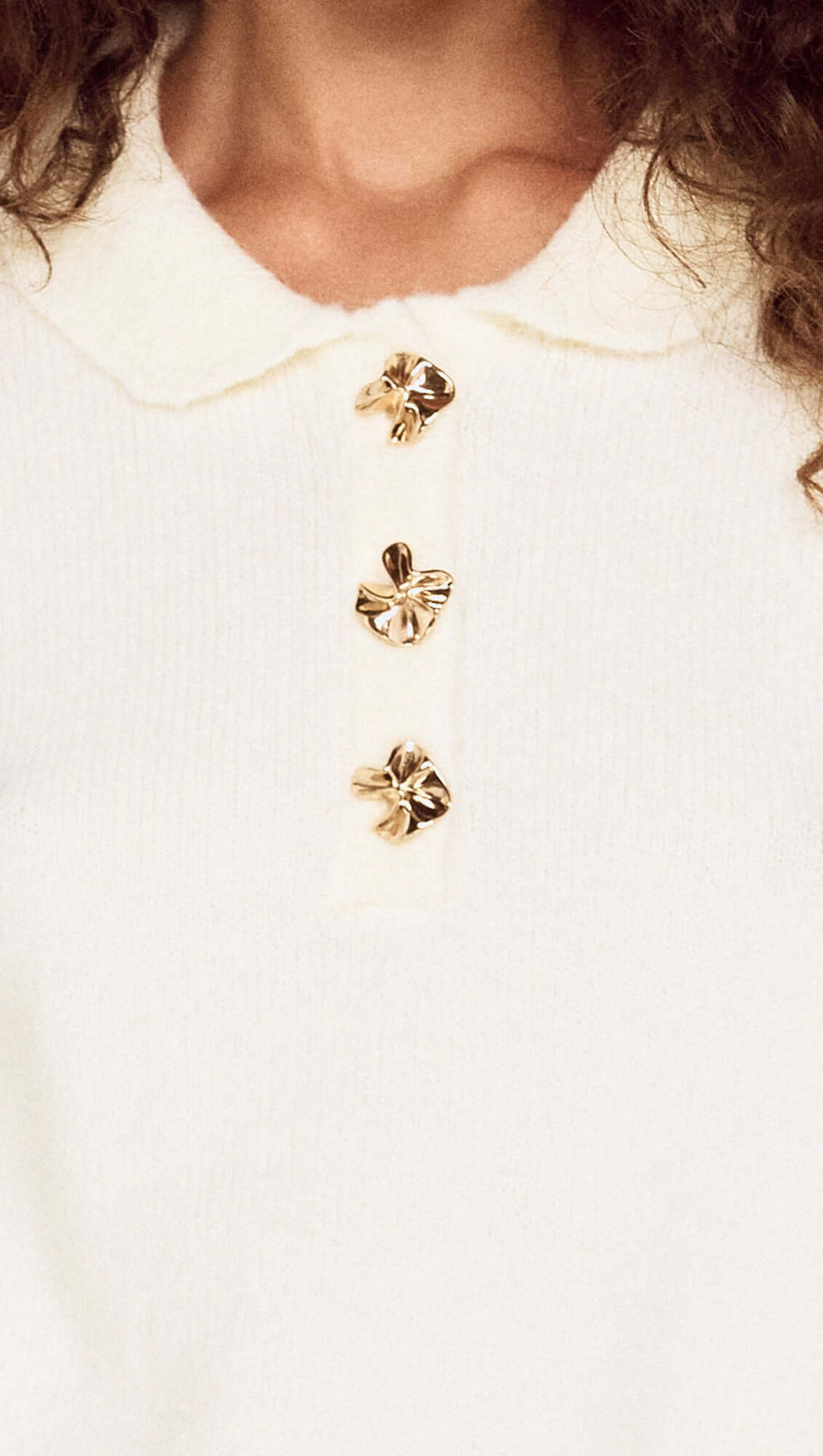 Gold Detail Relaxed Polo Knit