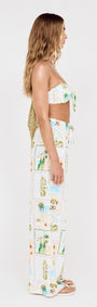 Island Postcard Drawstring Beach Pants featuring a postcard-inspired print and wide-leg silhouette, ideal for beach days.