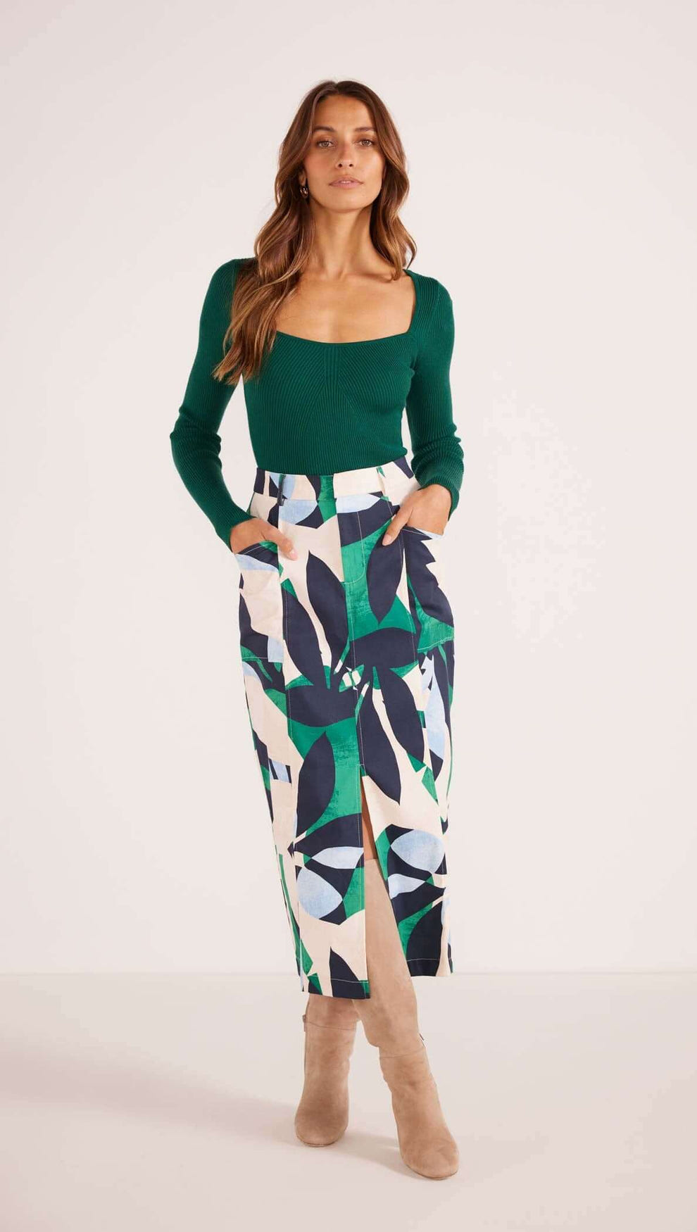 Faven Drill Midi Skirt-MINKPINK