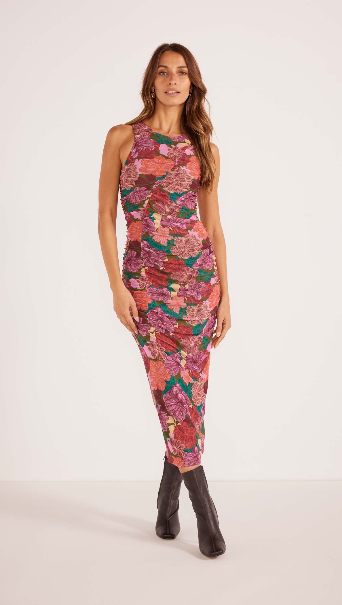 ZORA RUCHED MIDI DRESS-MINKPINK