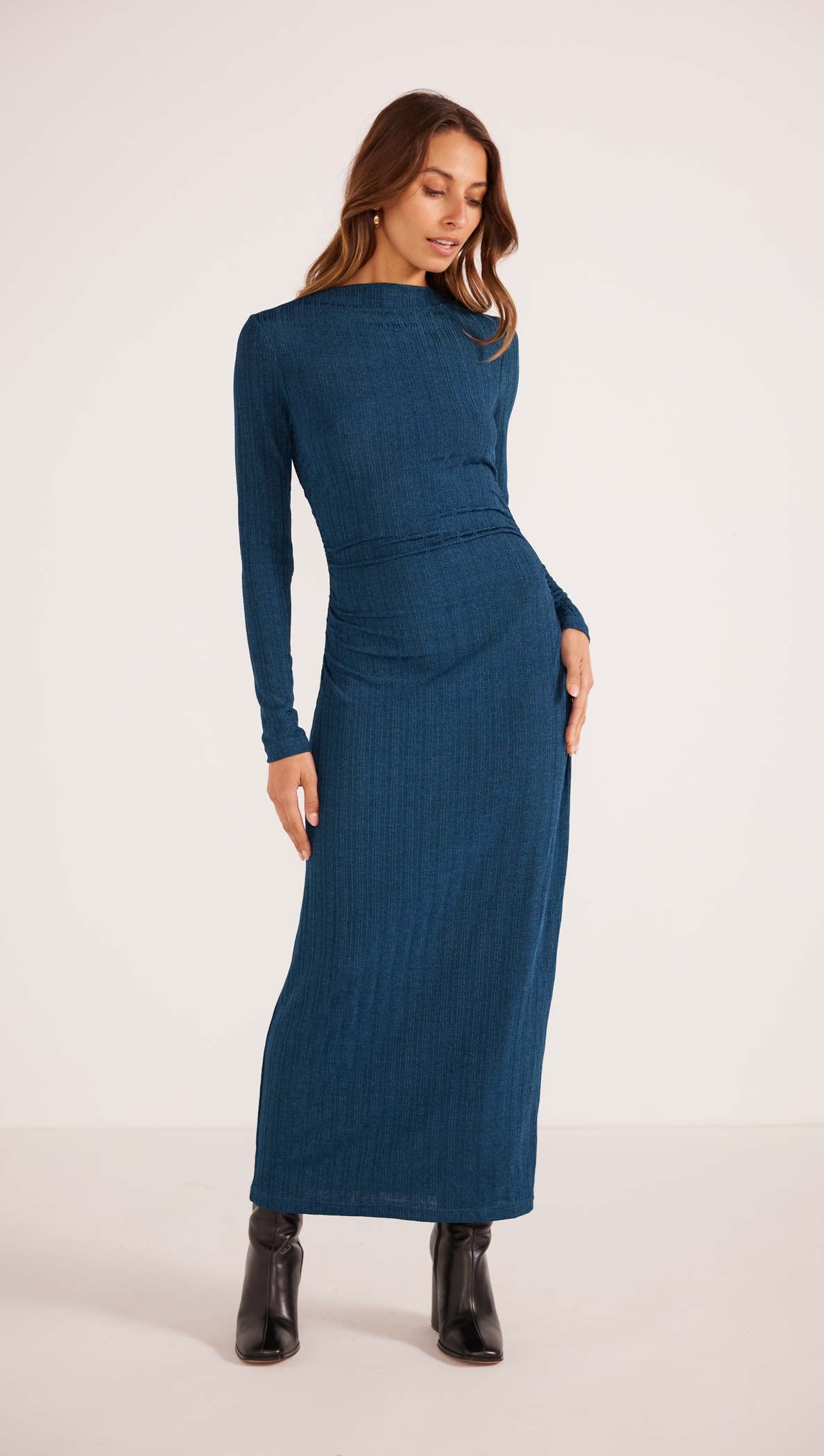 ARIA RUCHED MIDI DRESS-MINKPINK