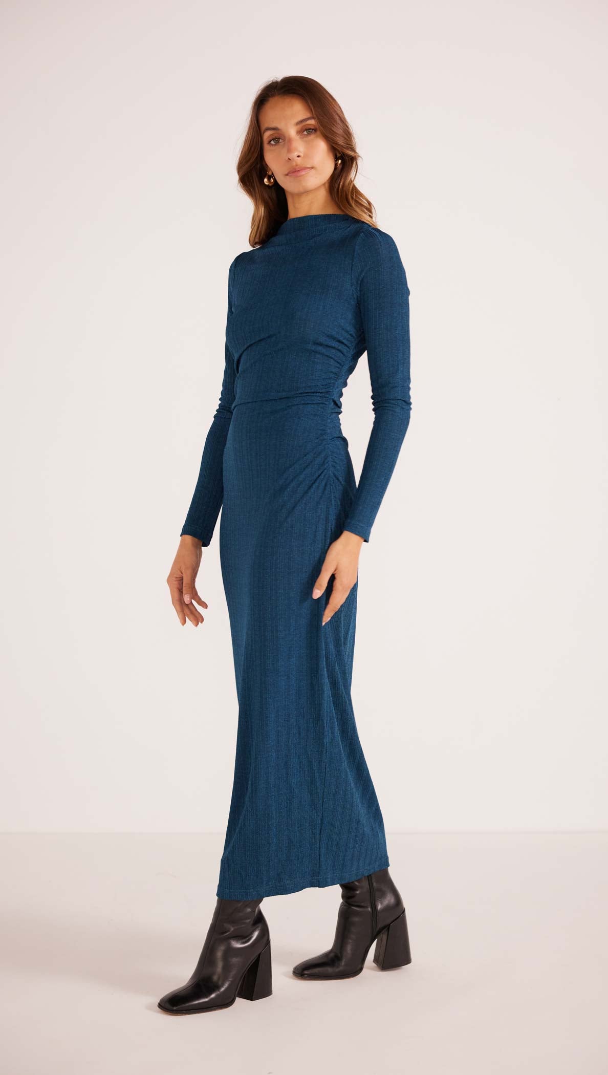 ARIA RUCHED MIDI DRESS-MINKPINK