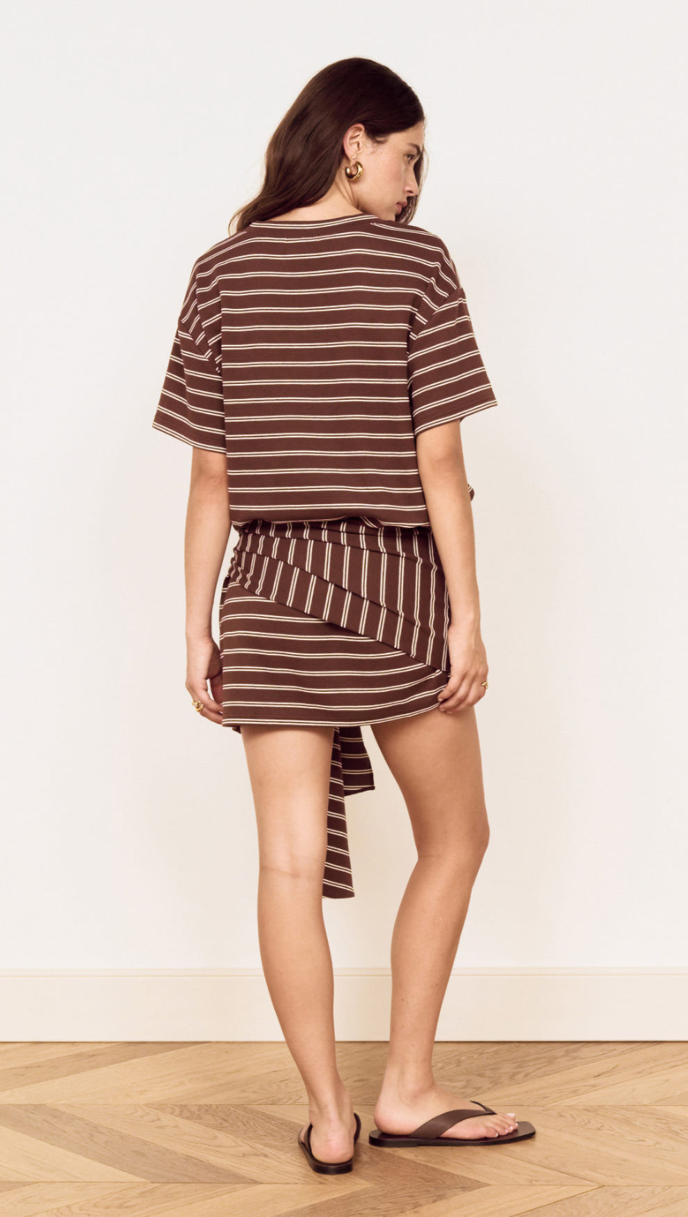 Striped Tie Waist Jersey Mini Dress