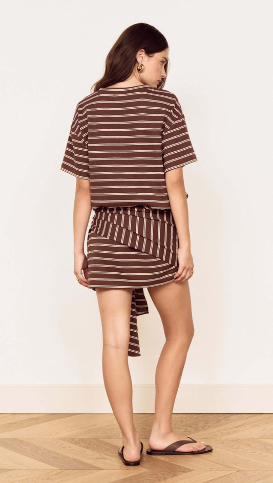 Striped Tie Waist Jersey Mini Dress