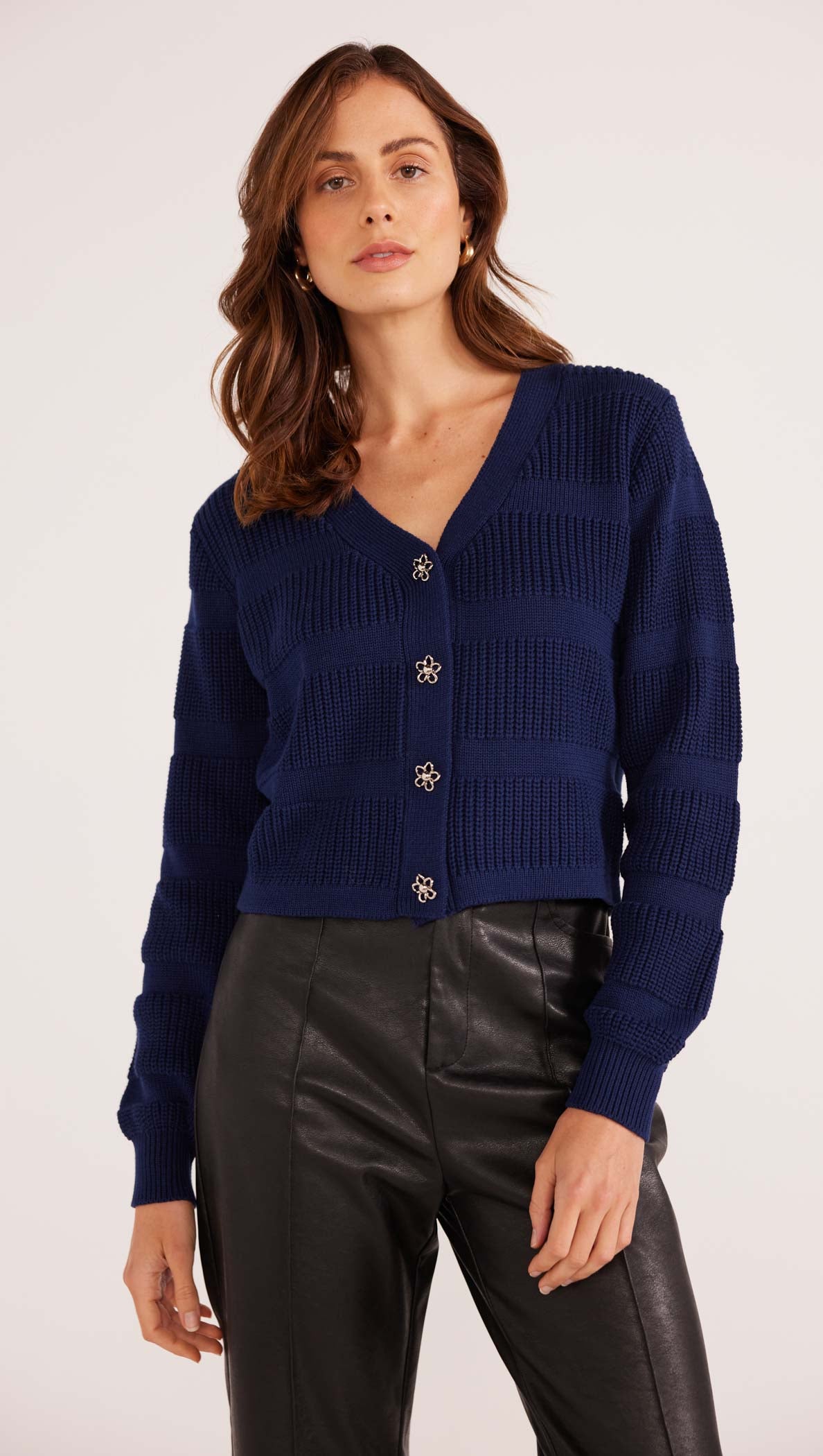 MACY STRIPE RIB KNIT CARDIGAN-MINKPINK