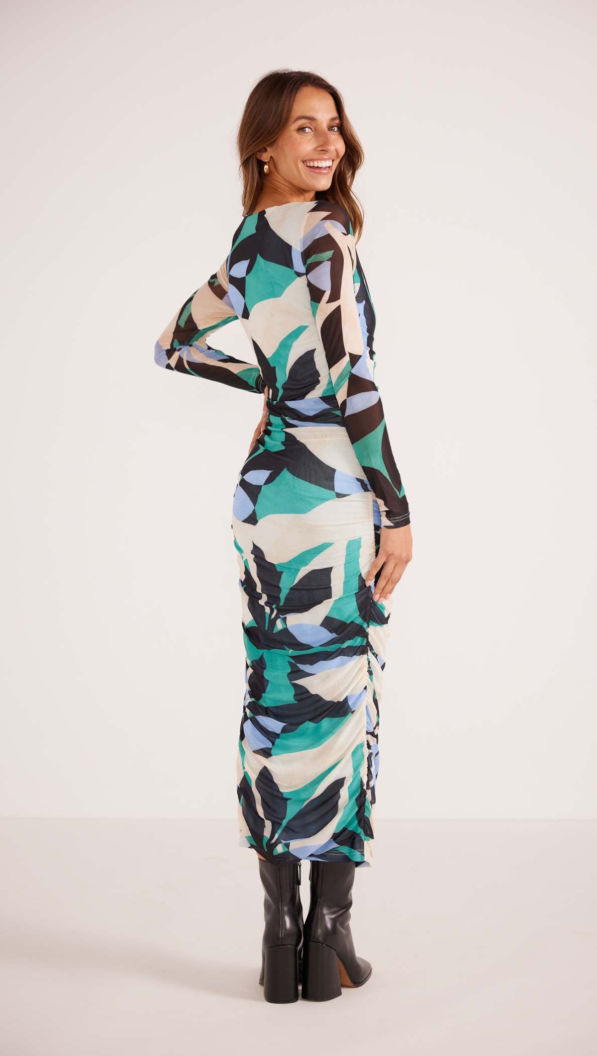 Faven Ruched Midi Dress-MINKPINK