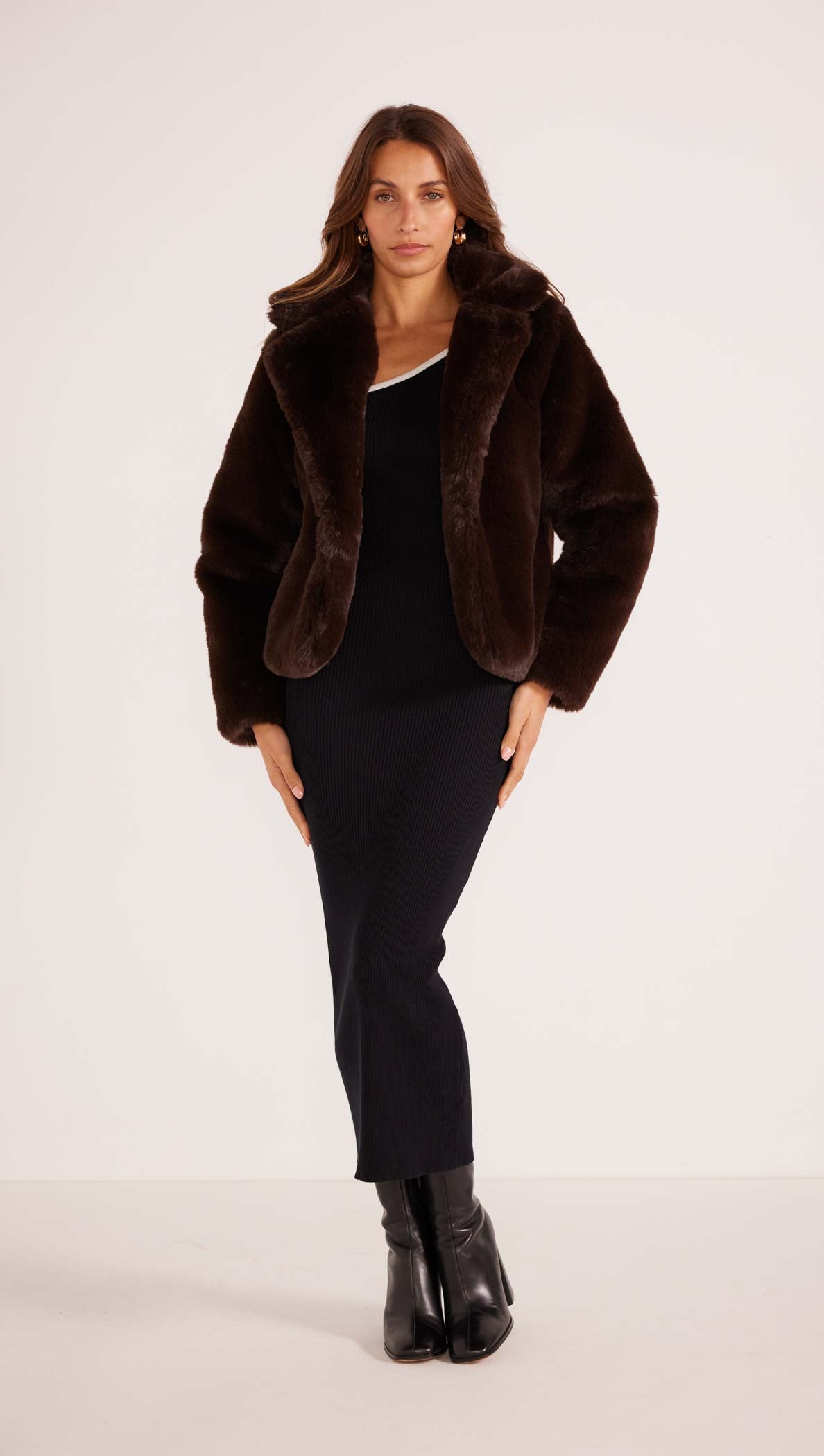 Molo notched-collar faux-fur jacket - Pink