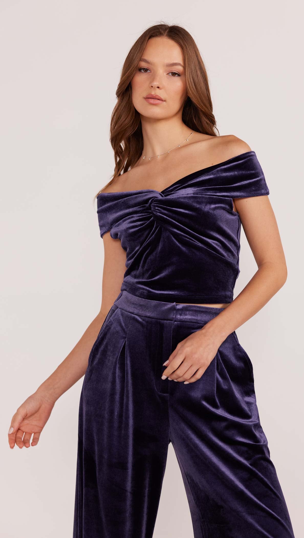 Nisha Velvet Off Shoulder Top-MINKPINK