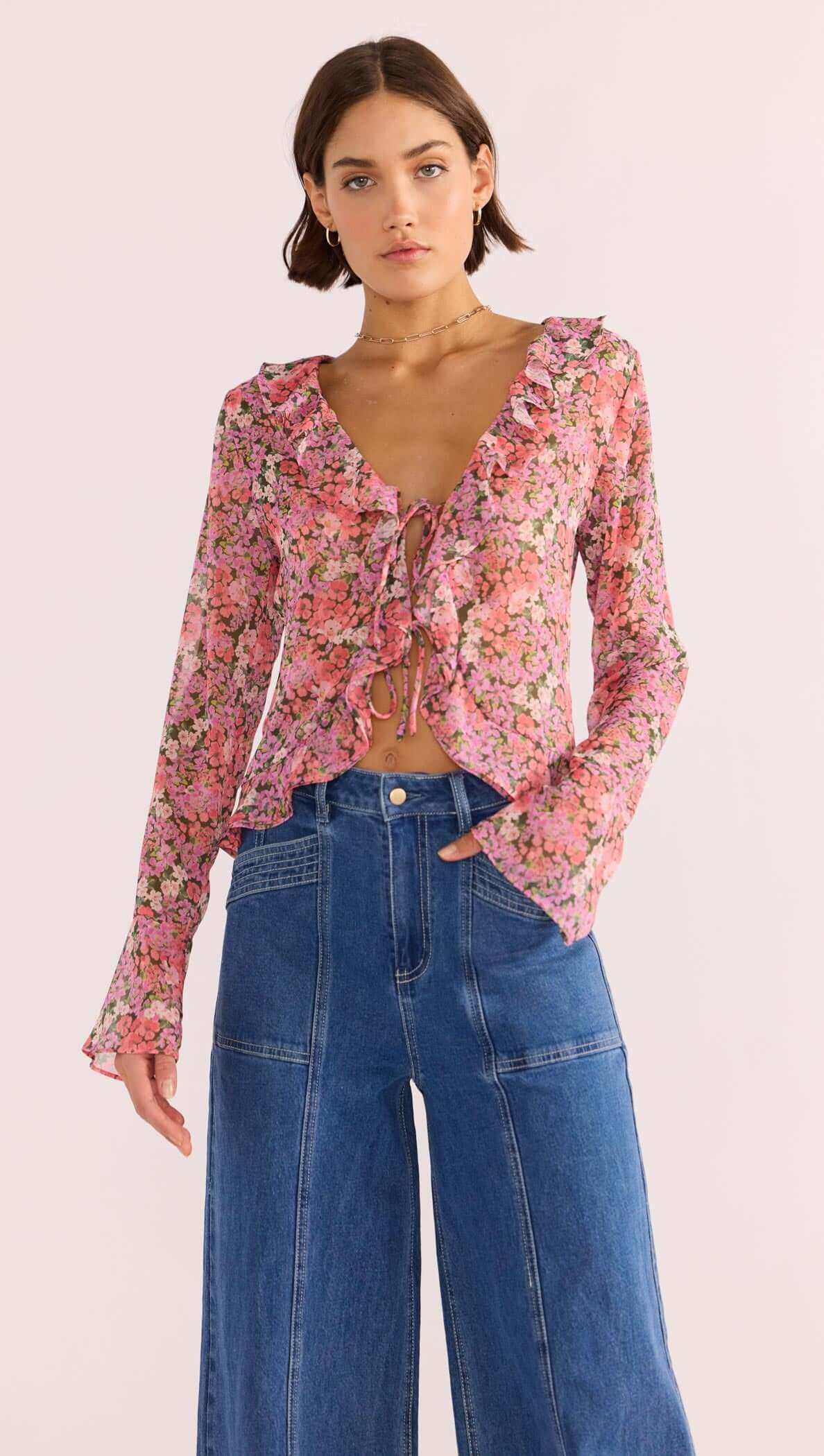 sheer ruffle top