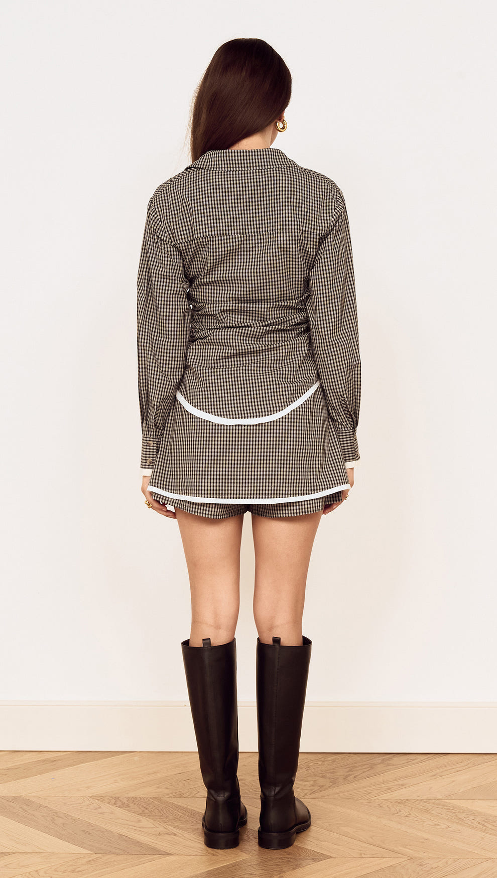 Contrast Hem Mini Skirt in Grey Check