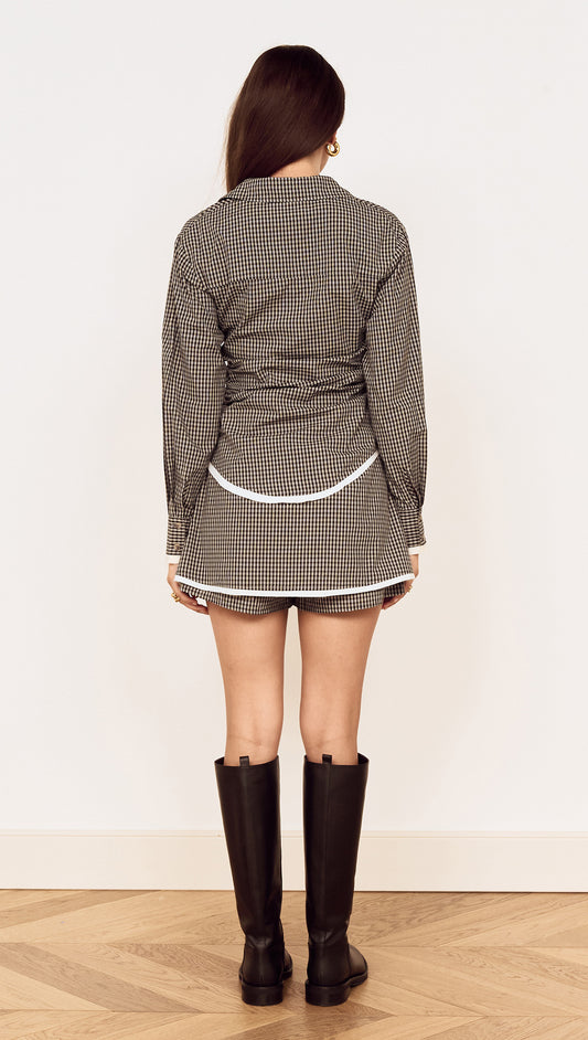 Contrast Hem Mini Skirt in Grey Check
