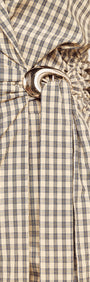 Cotton Wrap Detail Shirtdress in Blue Check showcasing intricate wrap detail and statement hardware.