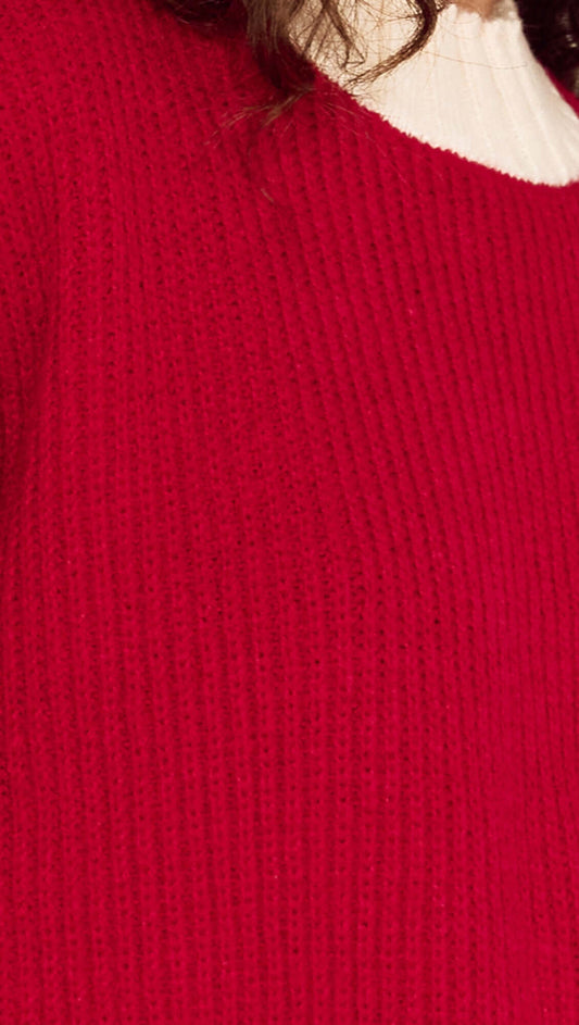 Relaxed Red Contrast Stripe Jumper