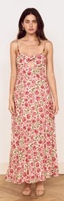 Vintage Floral Print Midi Dress with Bead Detail, featuring a romantic floral print and feminine styling in a flattering silhouette.