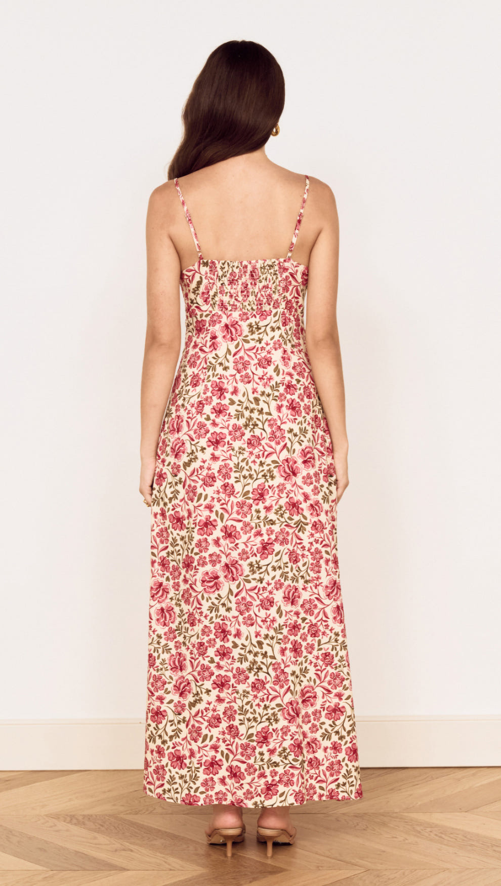 Vintage Floral Print Midi Dress with Bead Detail