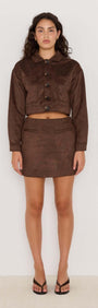 Aston Suede Mini Skirt - Matching set Mini Skirt brown faux suede