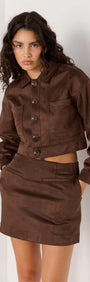 Aston Suede Mini Skirt - Matching set Mini Skirt brown faux suede