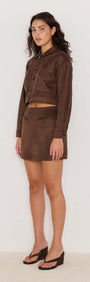 Aston Suede Mini Skirt - Matching set Mini Skirt brown faux suede