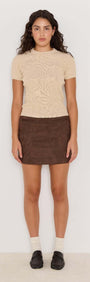 Aston Suede Mini Skirt - Matching set Mini Skirt brown faux suede