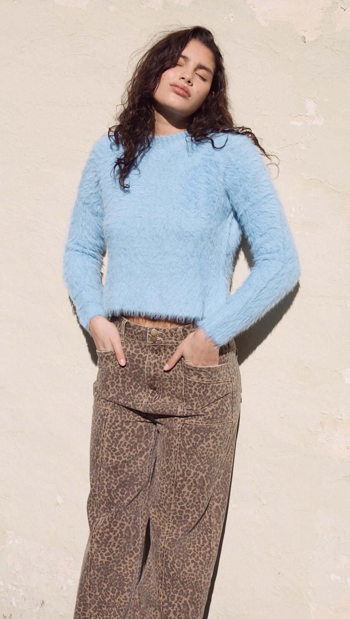 Elidi Blue Fluffy Knit Top