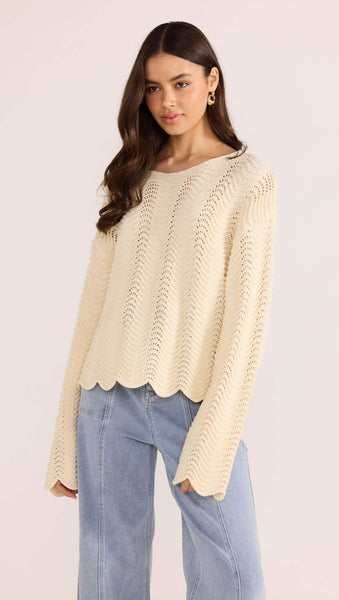 BROOKE CROCHET WAVE SWEATER at MINKPINK