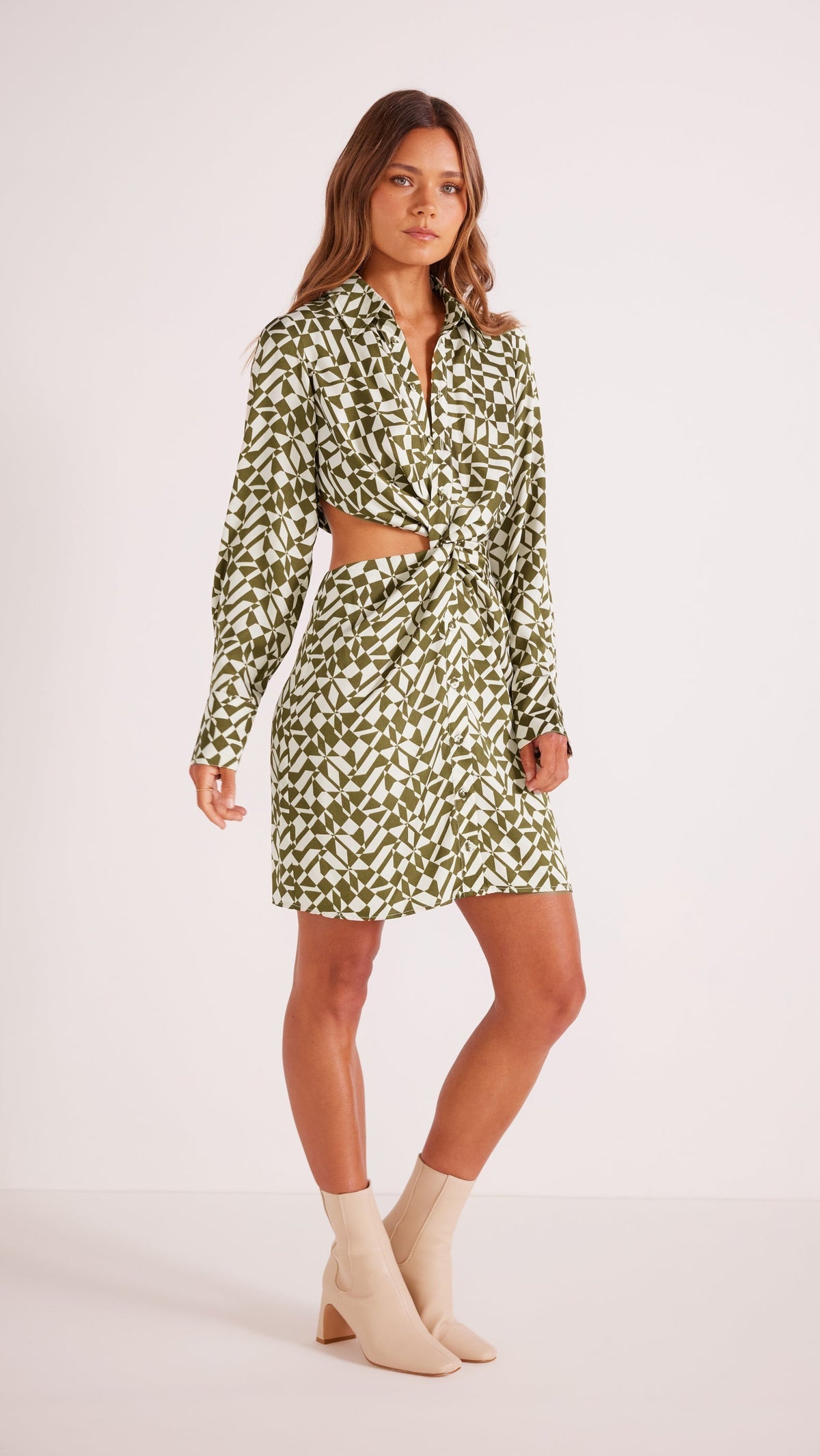 FLYNN TWIST SHIRT DRESS-DRESSES - MINI-MINKPINK