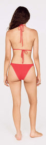 Grapefruit Strappy Bikini Bottom with Shell Detail, showcasing the back view of a model wearing a stylish bikini.