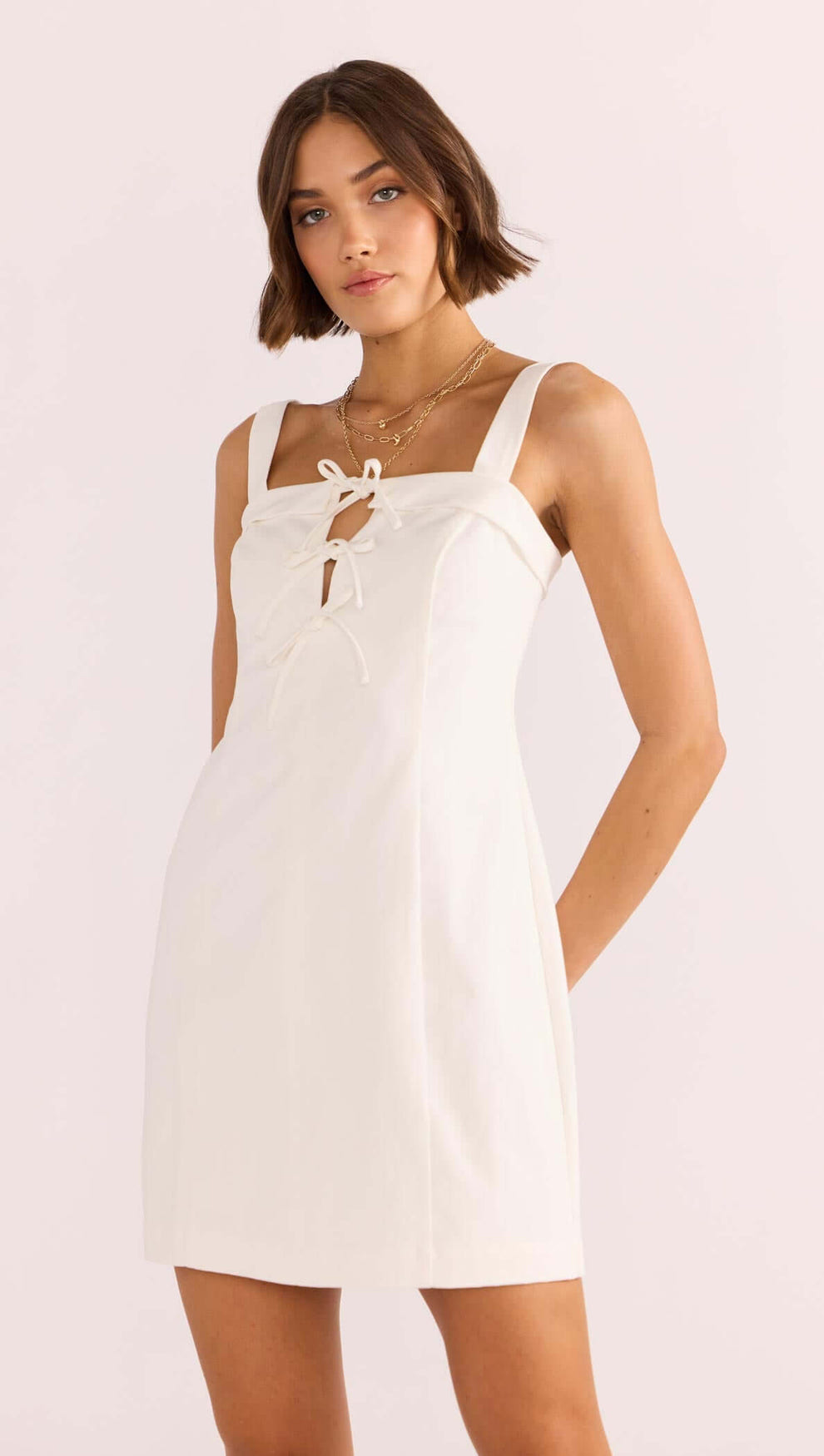 Imogen Drill Tie Mini Dress-MINKPINK